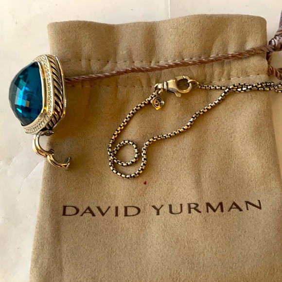 David Yurman 925 sterling silver chatelaine blue topaz with diamonds necklace - Picture 5 of 5